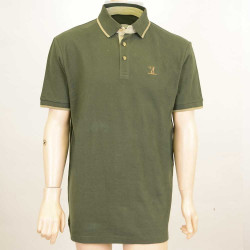 PERCUSSION SHORT-SLEEVE POLO SHIRT - OLIVE - T-Shirt Hunting